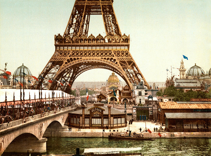 Tour Eiffel and Exposition Universelle Paris Digital Art by Georgia Clare