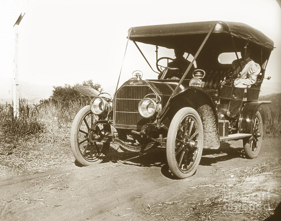 Car Photograph - Touring car on the Road California 1906 by Monterey County Historical Society
