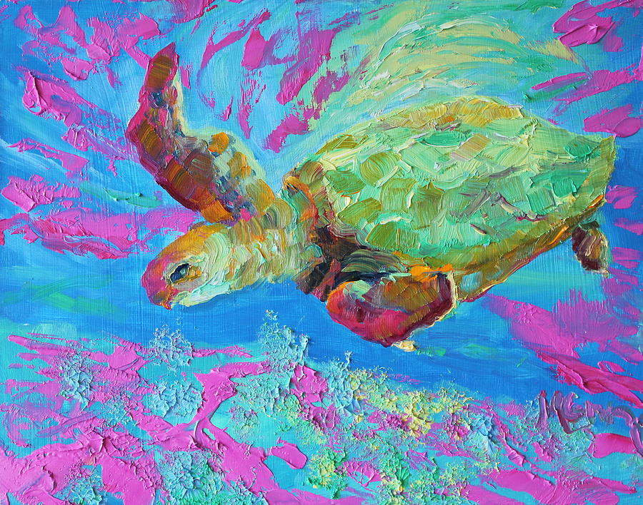 Turtle Painting - Touring Turtle by Marie Green