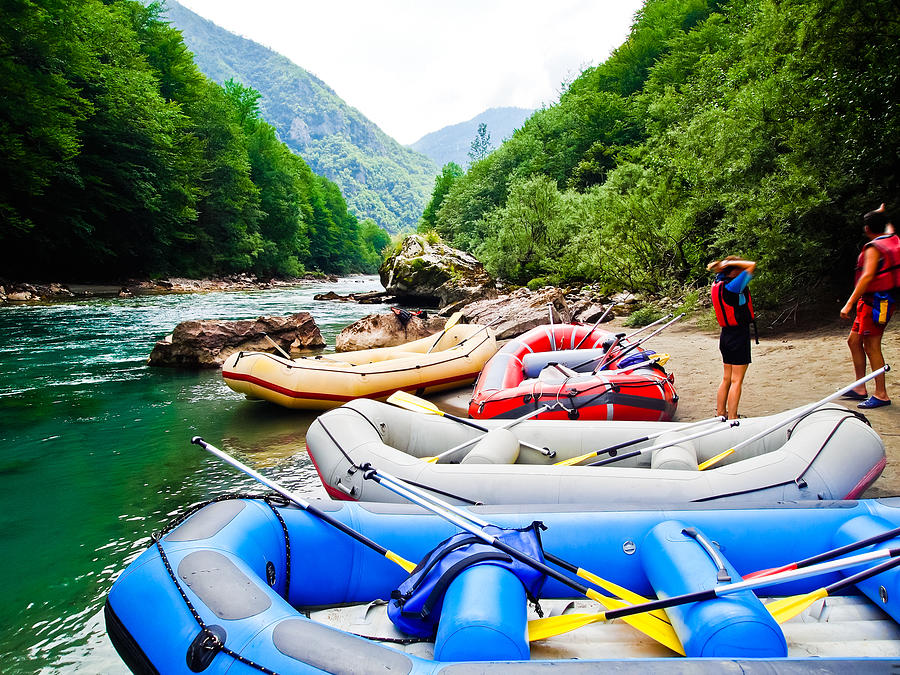 Tourist on white water rafting on Tara River Canyon, Montenegro Photograph by Domin_domin