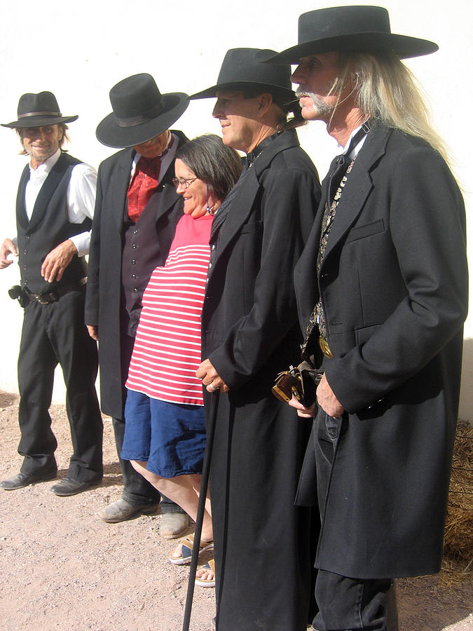 Tourist photographed with re-enactors O.K. Corral Tombstone Arizona 2004 Photograph by David Lee Guss