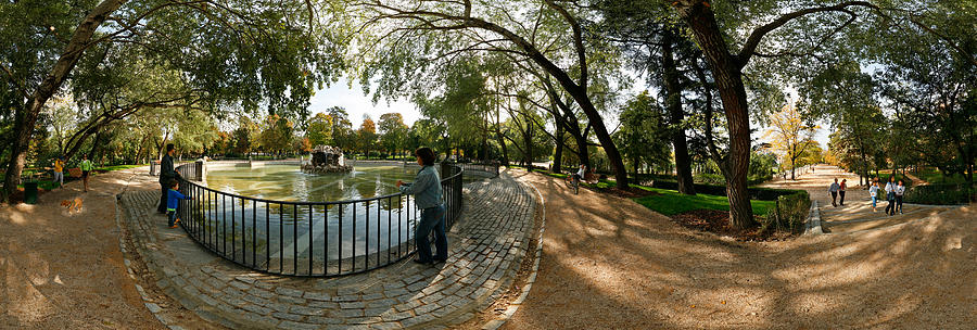 Tree Photograph - Tourists At A Public Park, Buen Retiro by Panoramic Images