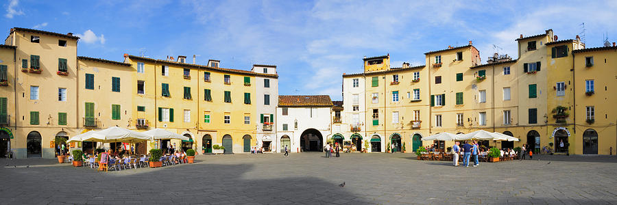 Architecture Photograph - Tourists At A Town Square, Piazza by Panoramic Images