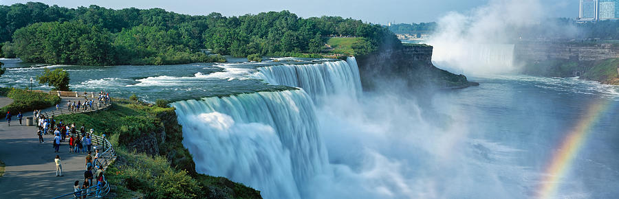 Nature Photograph - Tourists At A Waterfall, Niagara Falls by Panoramic Images