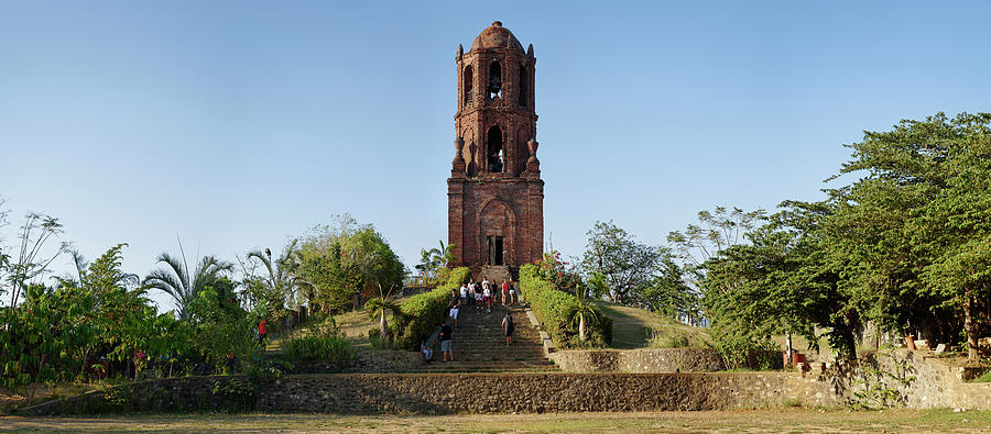 Tourists At Bantay Church Bell Tower Photograph by Panoramic Images