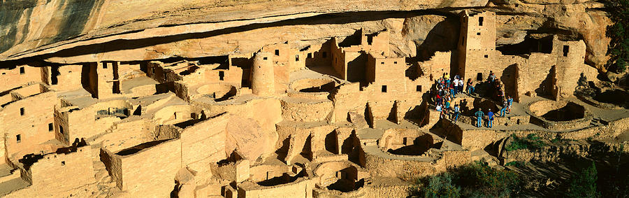 Mesa Verde National Park Photograph - Tourists At Cliff Palace, Mesa Verde by Panoramic Images