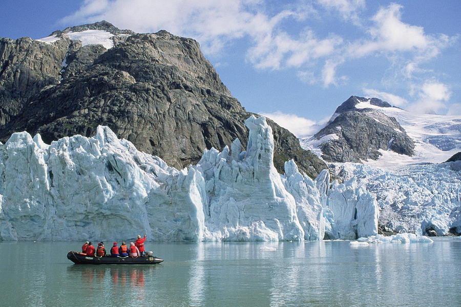 Tourists At Glacier Southern Greenland Photograph by Tui De Roy