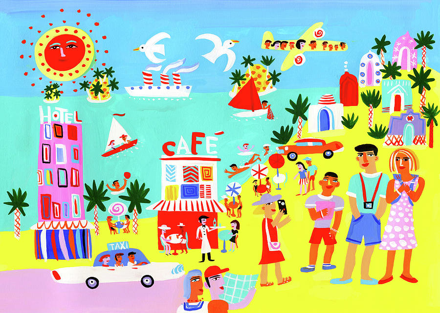 Child Digital Art - Tourists Enjoying Sightseeing On Summer by Christopher Corr Child Digital Art - Tourists Enjoying Sightseeing On Summer by Christopher Corr