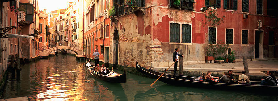 Architecture Photograph - Tourists In A Gondola, Venice, Italy by Panoramic Images