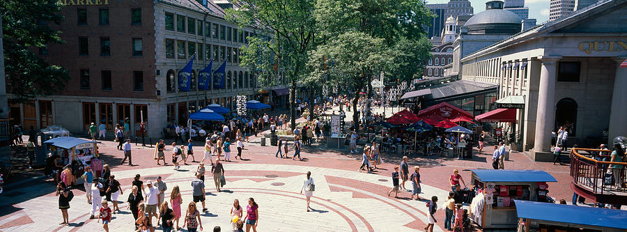 Architecture Photograph - Tourists In A Market, Faneuil Hall by Panoramic Images