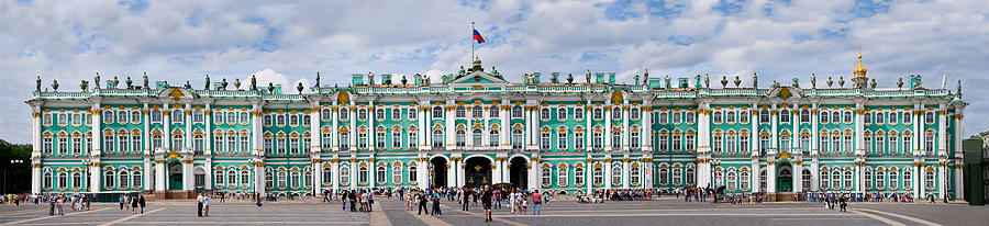 Architecture Photograph - Tourists In Front Of Winter Palace by Panoramic Images