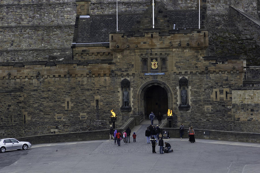 Architecture Photograph - Tourists just outside the gate of Edinburgh Castle in Scotland by Ashish Agarwal