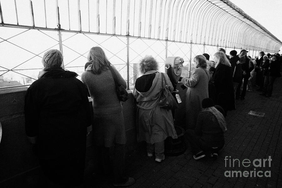 Winter Photograph - Tourists  Look At The View From Observation Deck Empire State Building by Joe Fox