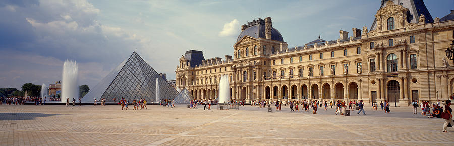 Tourists Near A Pyramid, Louvre Photograph by Panoramic Images