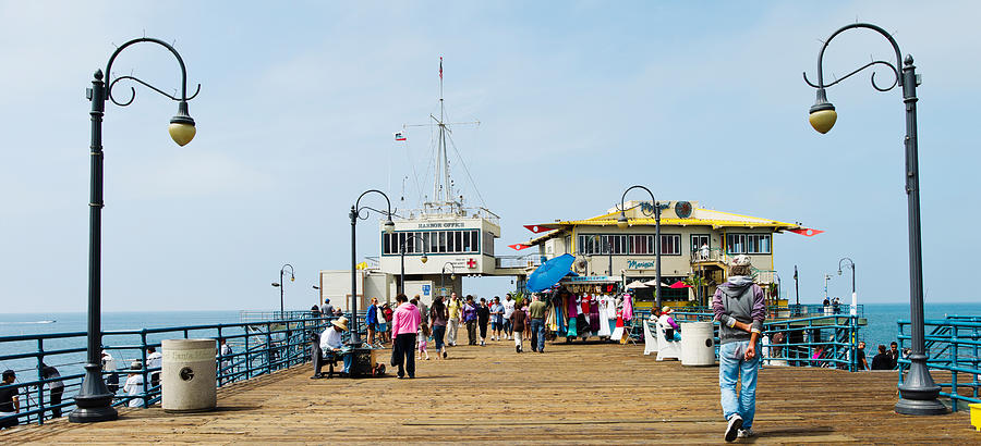 Santa Monica Photograph - Tourists On Santa Monica Pier, Santa by Panoramic Images