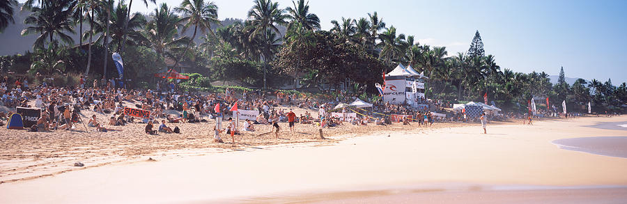 Nature Photograph - Tourists On The Beach, North Shore by Panoramic Images