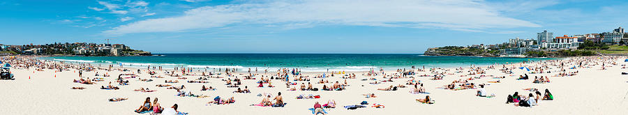 Summer Photograph - Tourists On The Bondi Beach, Sydney by Panoramic Images
