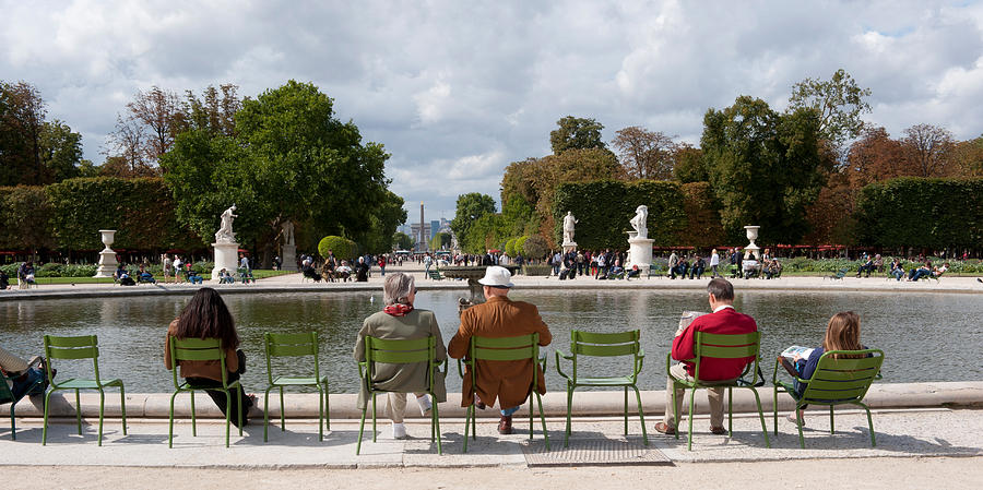Tourists Sitting In Chairs, Jardin De Photograph by Panoramic Images