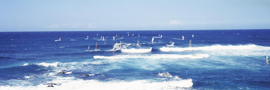 Tourists Windsurfing, Hookipa Beach Photograph by Panoramic Images