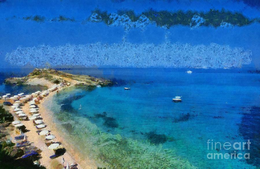 Tourkopodaro beach in Kefallonia island Painting by George Atsametakis