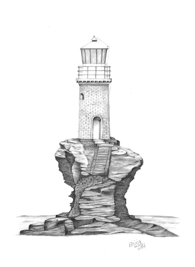 Tourlitis Lighthouse-Greece Drawing by Patricia Hiltz