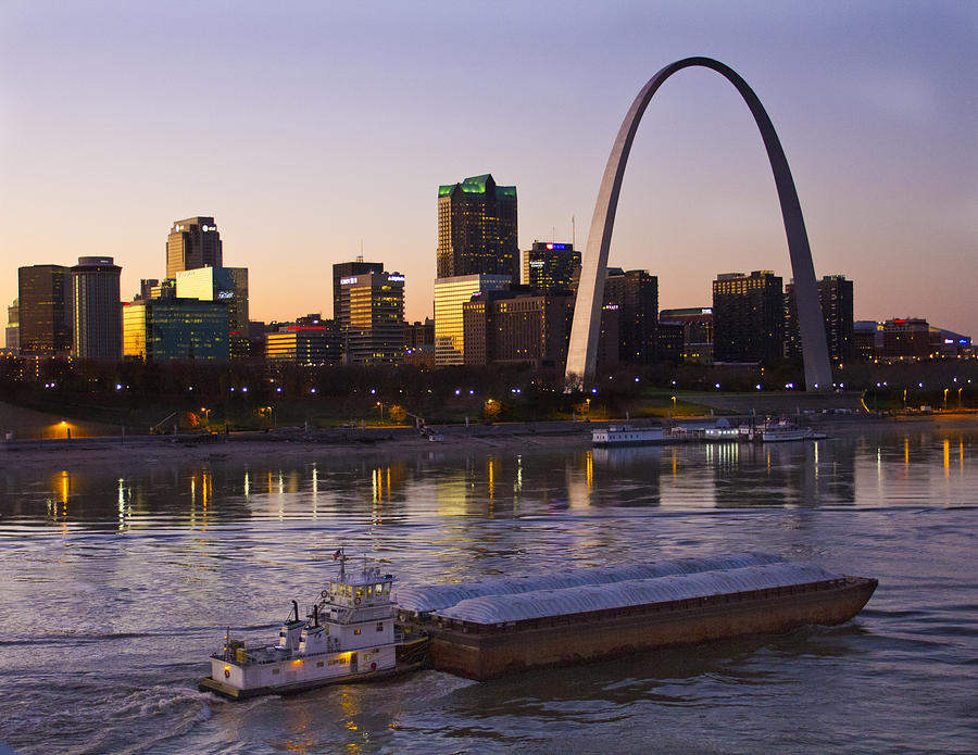 Towboat and Barge at St Louis Photograph by Garry McMichael