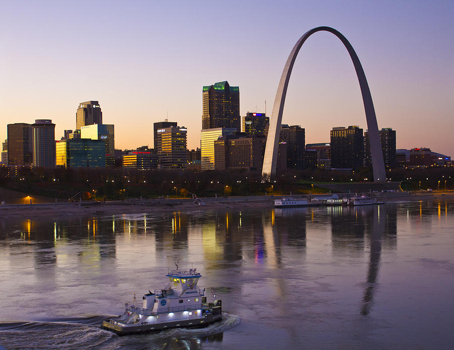 Sunset Photograph - Towboat in St Louis by Garry McMichael
