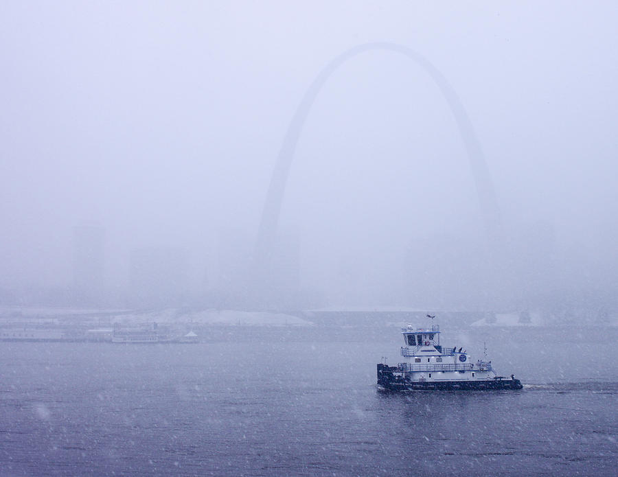 Towboat Working in the Snow St Louis Photograph by Garry McMichael