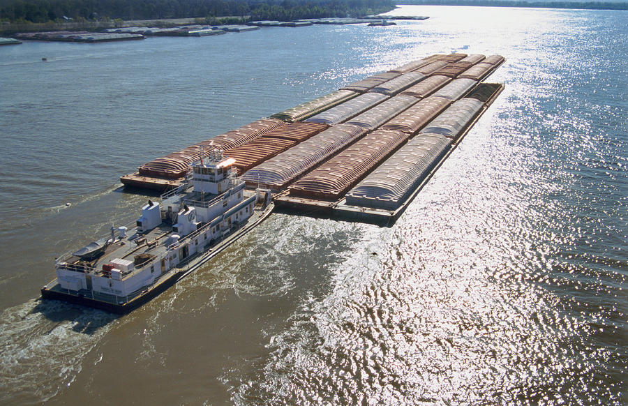 Towboats and Barges on the Mississippi Photograph by Garry McMichael