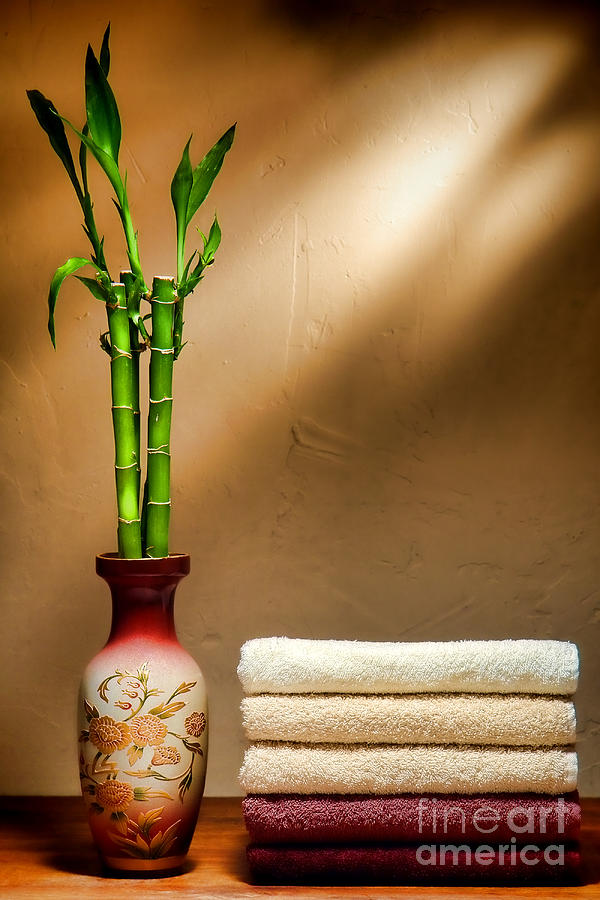 Towels and Bamboo Photograph by Olivier Le Queinec