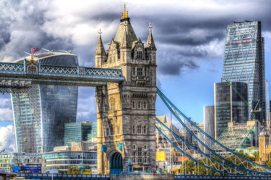 London Photograph - Tower Bridge and the City by David Pyatt