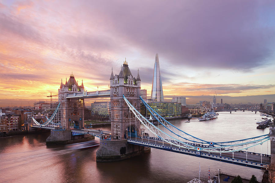 Tower Bridge And The Shard At Sunset Photograph by Laurie Noble