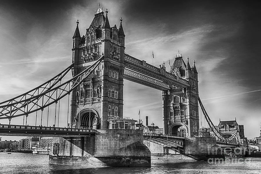 Tower Bridge Black and White  Photograph by Chris Thaxter