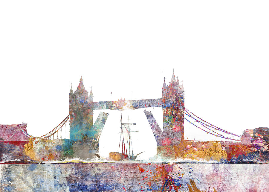 Tower Bridge Colorsplash Digital Art by MGL Meiklejohn Graphics Licensing