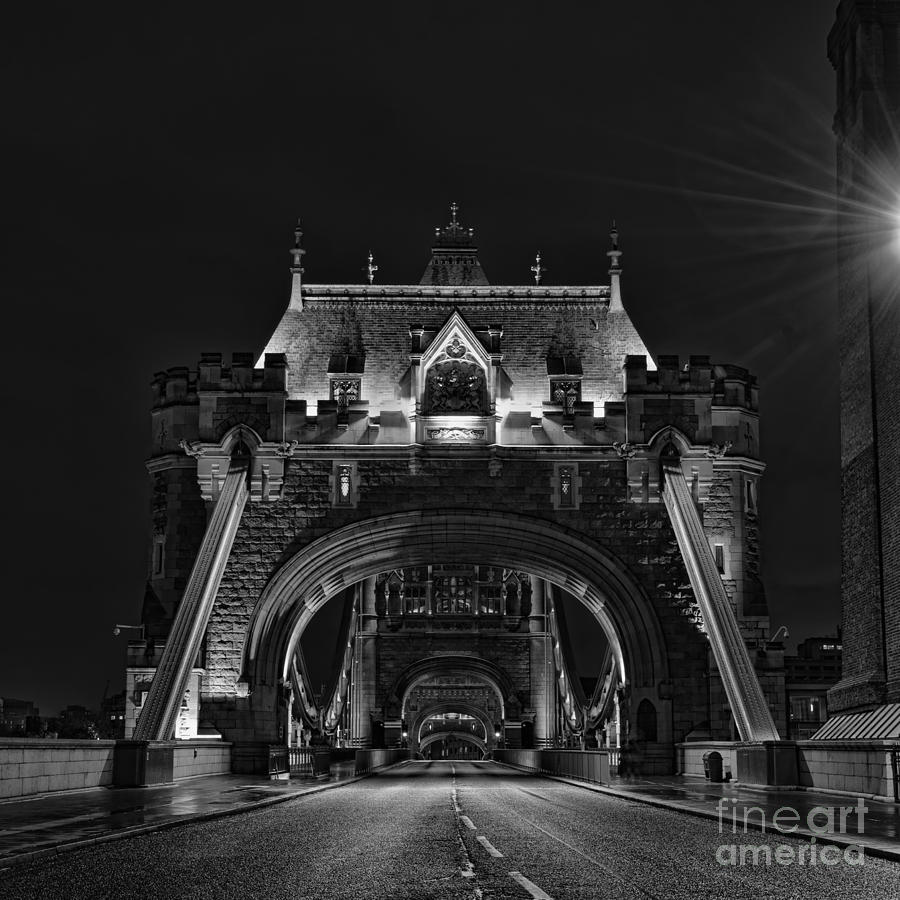 Tower bridge dramatic mono Photograph by Steev Stamford