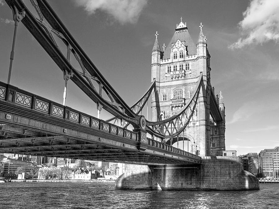 London Photograph - Tower Bridge Horizontal Black and White by Gill Billington