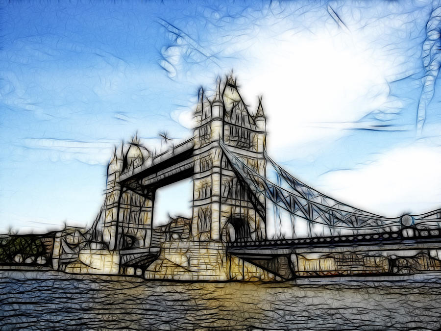 Tower Bridge London digital painting Painting by Georgeta Blanaru