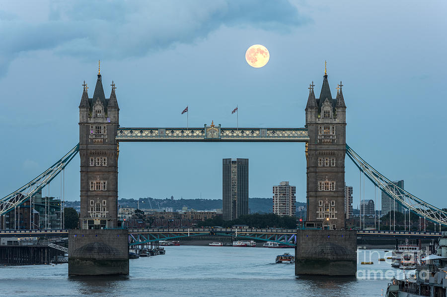 Tower Bridge Moon Photograph by Matt Malloy
