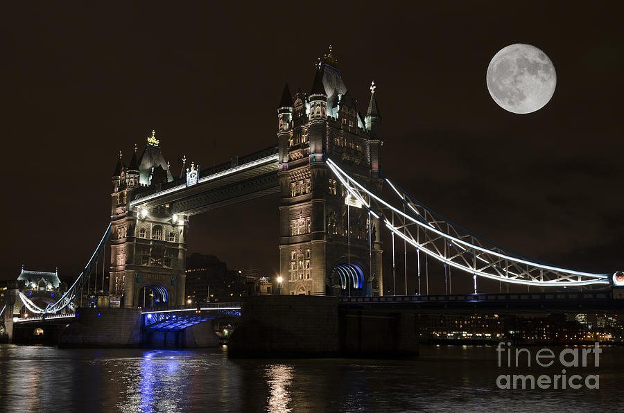 Tower Bridge moonlight Photograph by Steev Stamford