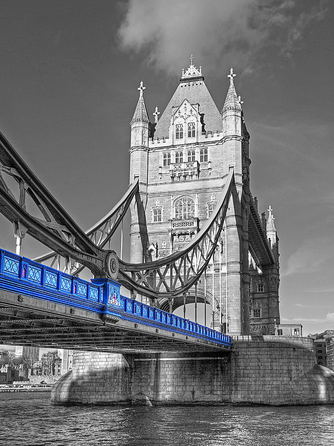 London Photograph - Tower Bridge Vertical Selective Color by Gill Billington