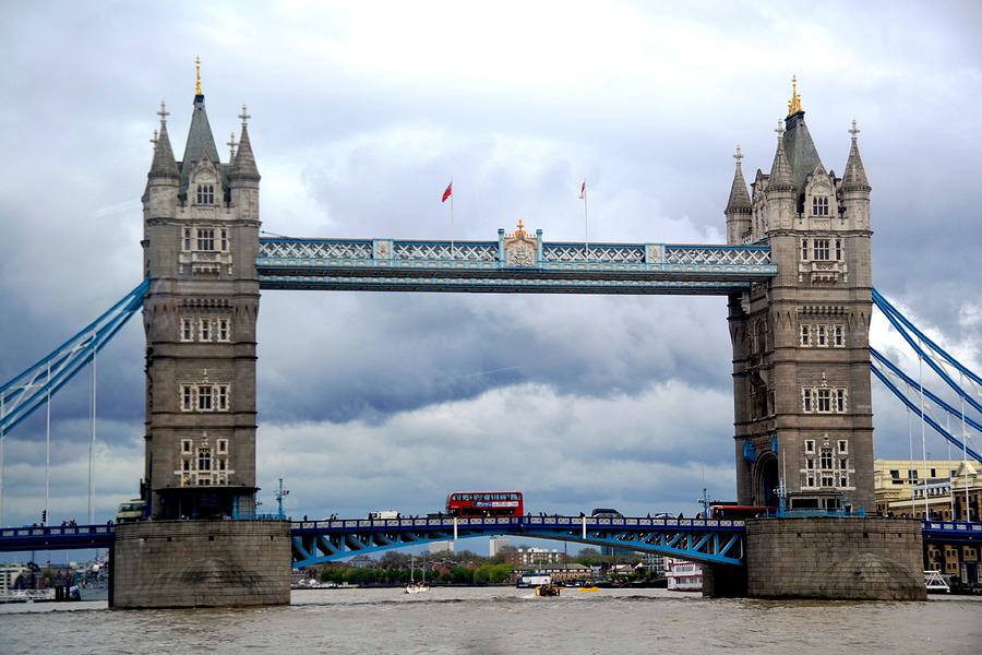 Tower Bridge in London with Double Decker Bus iPhone Case by