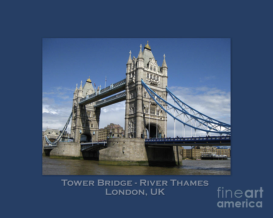 London Photograph - Tower Bridge with Text by Hermes Fine Art