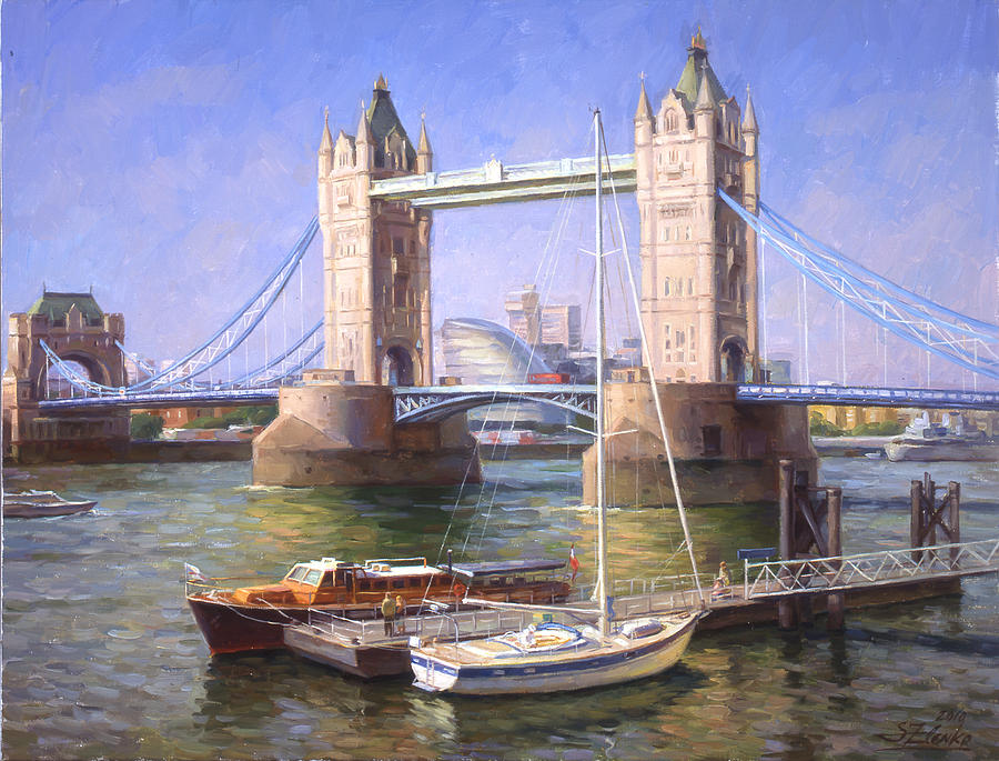Cityscape Painting - Tower Bridge.London by Serguei Zlenko