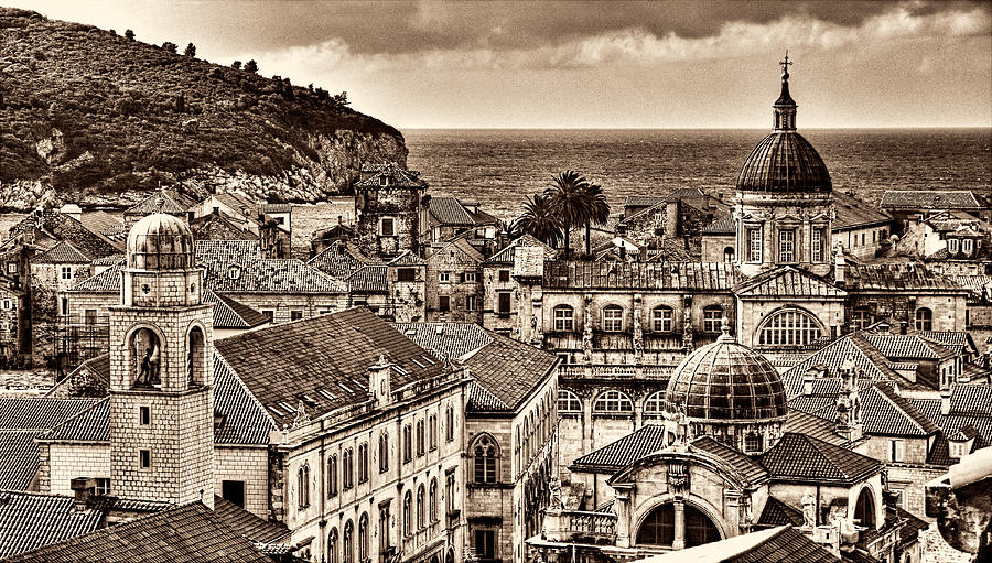 Tower Domes and Rooftops Sepia Photograph by Weston Westmoreland