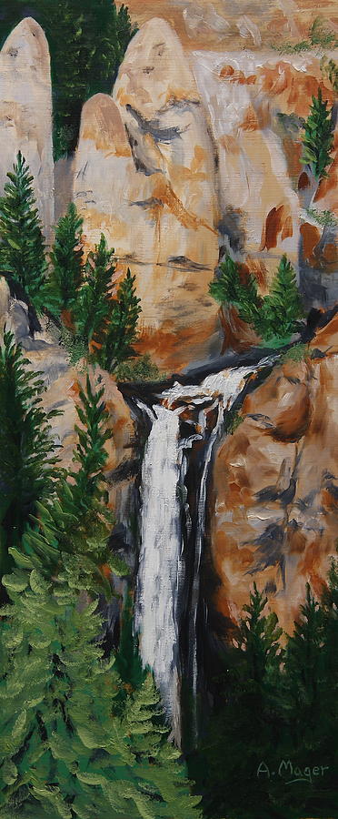 Tower Falls Painting by Alan Mager