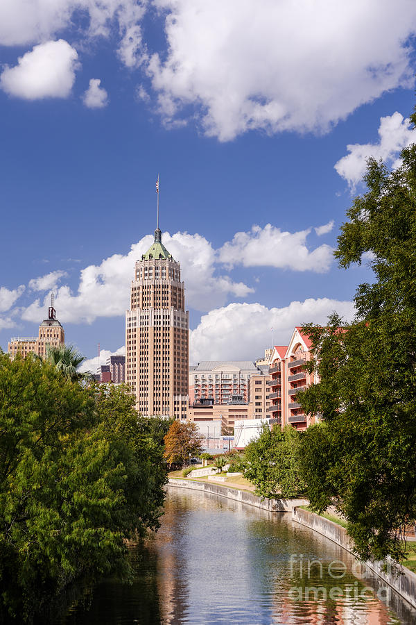 Tower Life Building San Antonio Skyline and Riverwalk - Texas Photograph by Silvio Ligutti