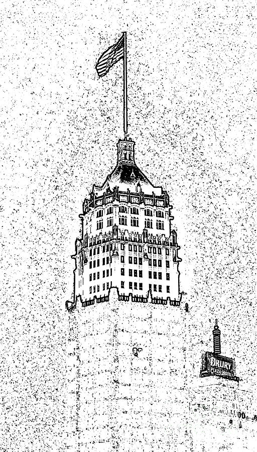 Tower Life Building San Antonio Texas Night Skyline Stamp Digital Art Digital Art by Shawn OBrien