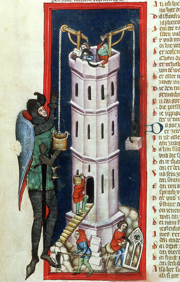 Crane Painting - Tower Of Babel, 1375 by Granger