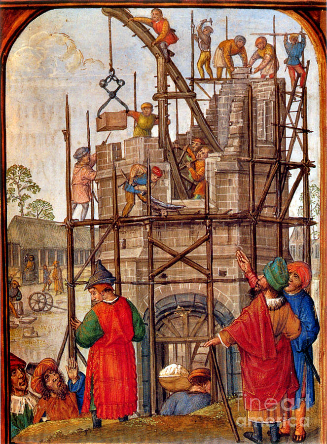 Tower Of Babel, Flemish Book Of Hours Photograph by Photo Researchers