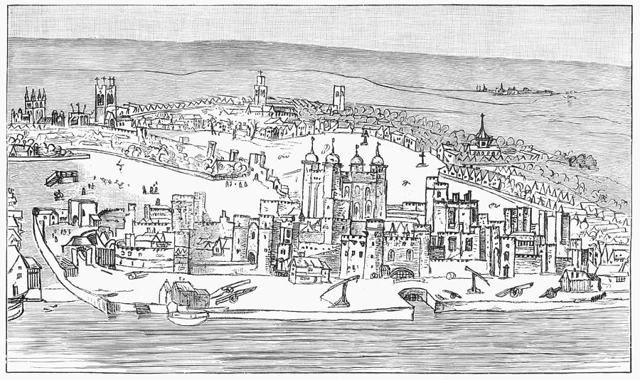 Castle Drawing - Tower Of London, C1543 by Granger